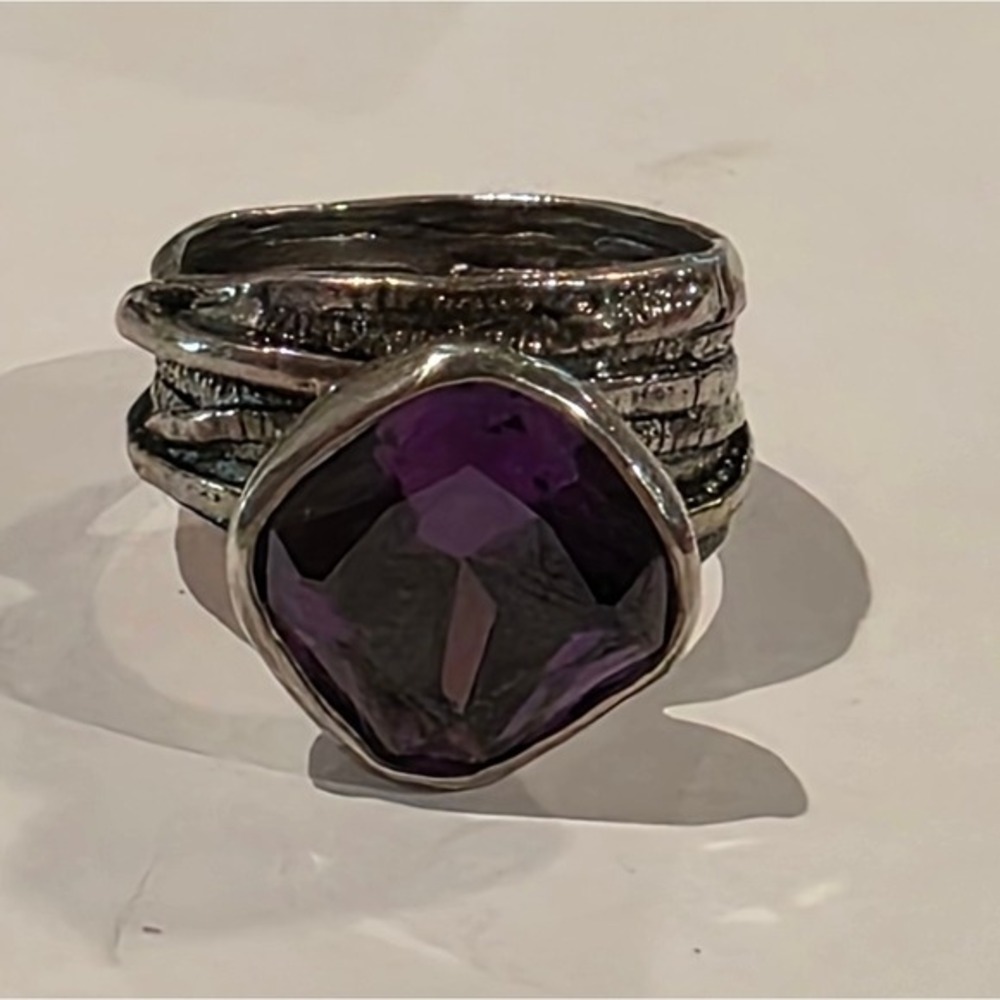 Silpada Sterling Silver Purple CZ "Gladiator" Glam Ring R2757 Size 7 - Picture 8 of 9